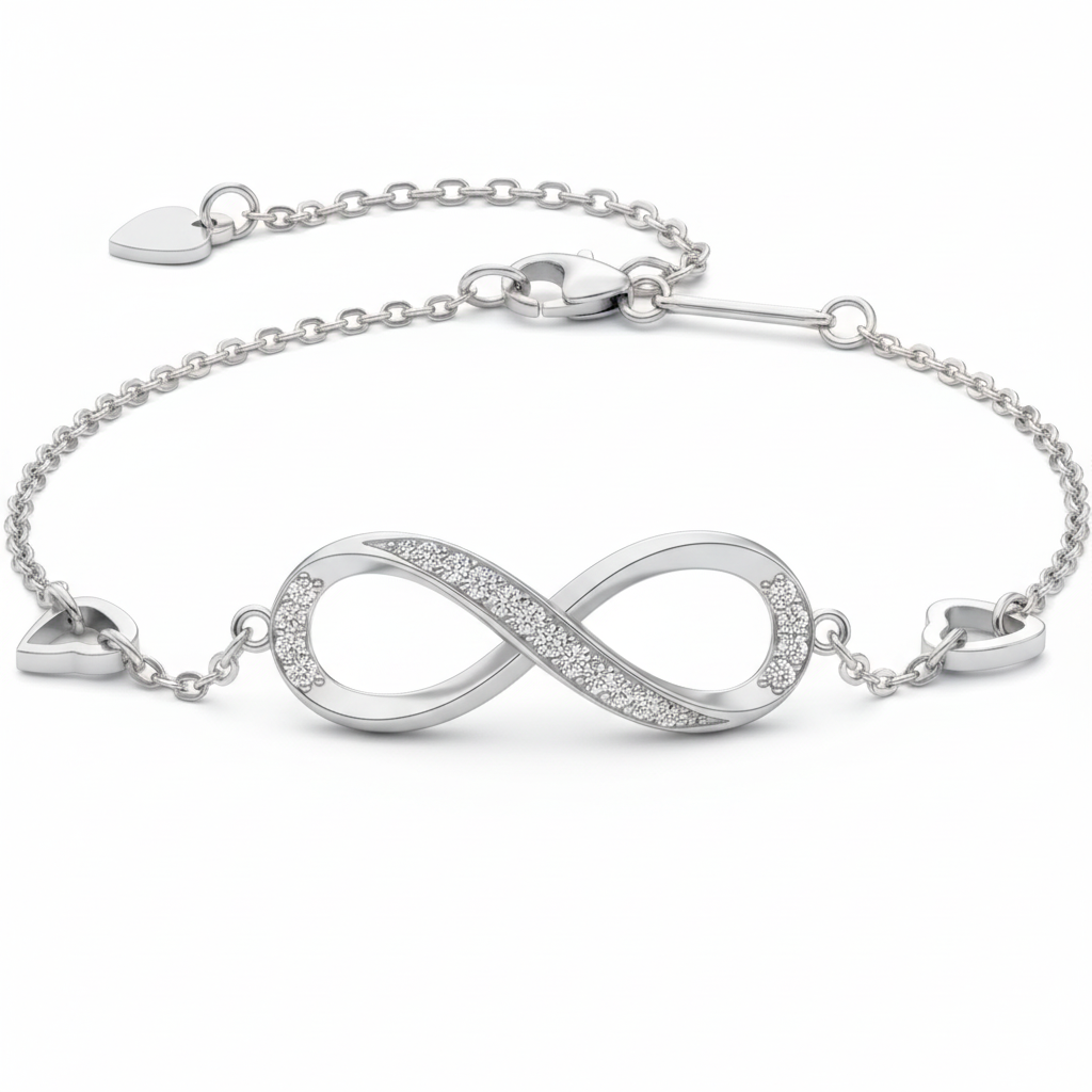 Pulseira Infinito — close-up macro