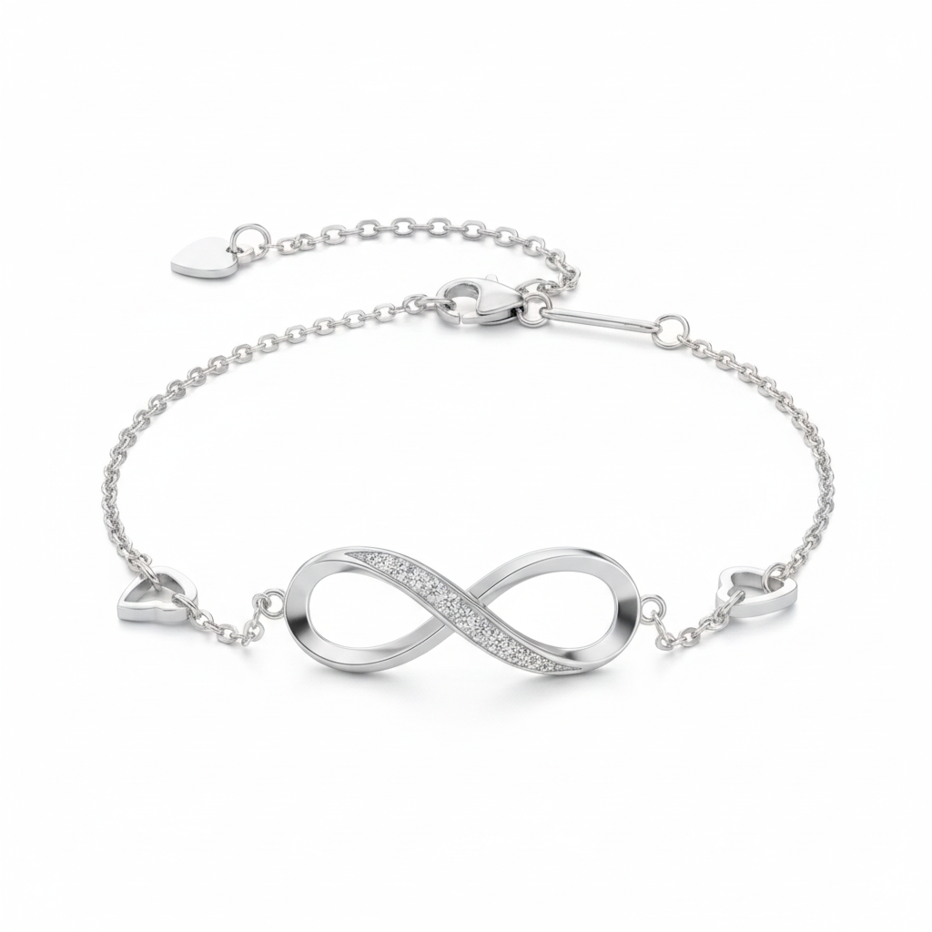 Pulseira Infinito Prata — fundo branco