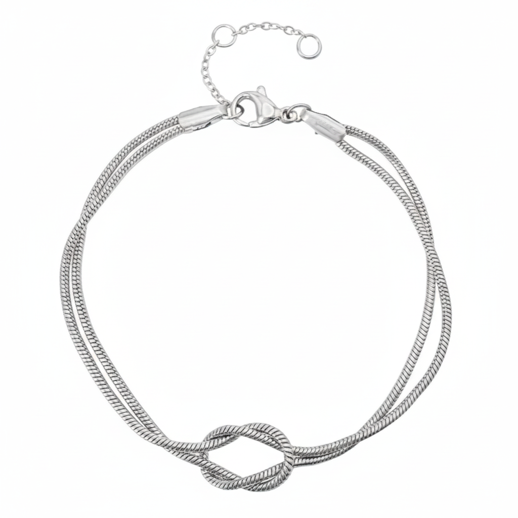 Pulseira nó prateada