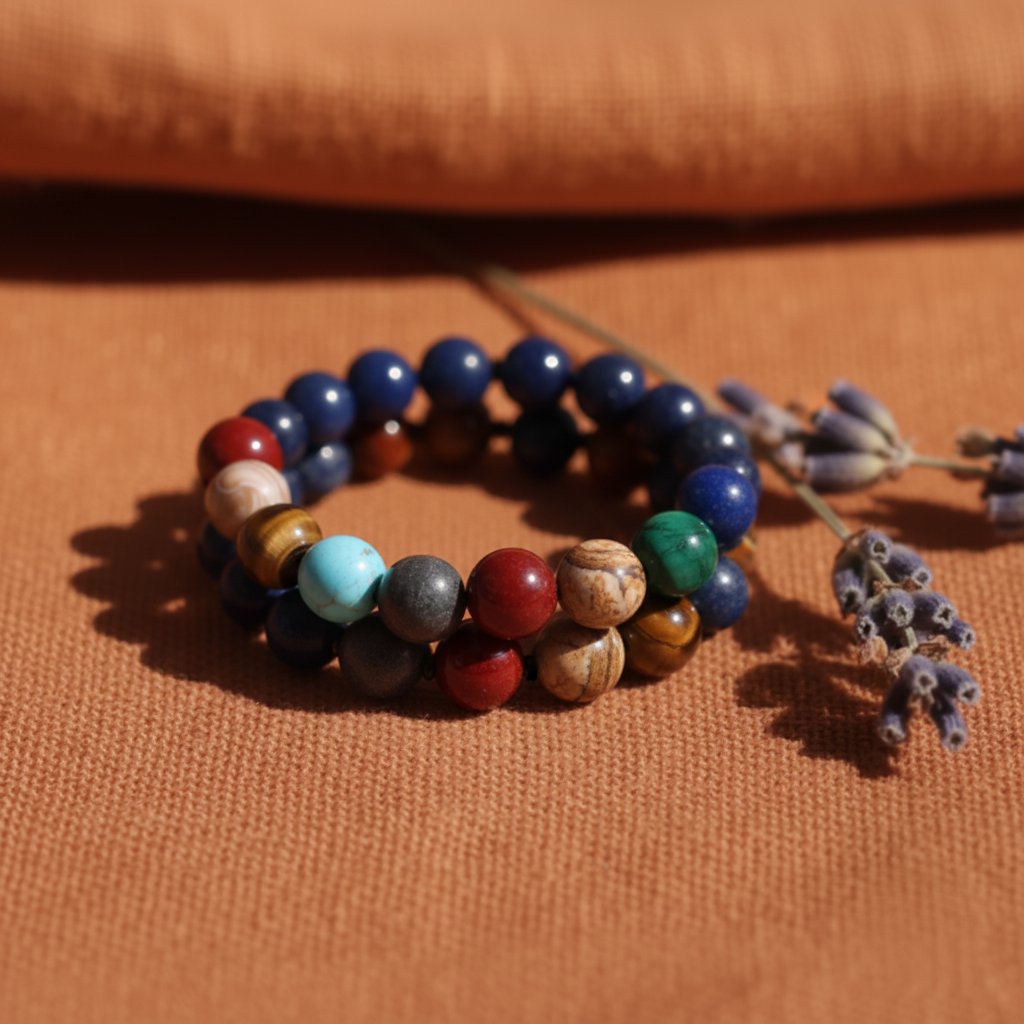 Pulseira Planetas — terracota lavanda