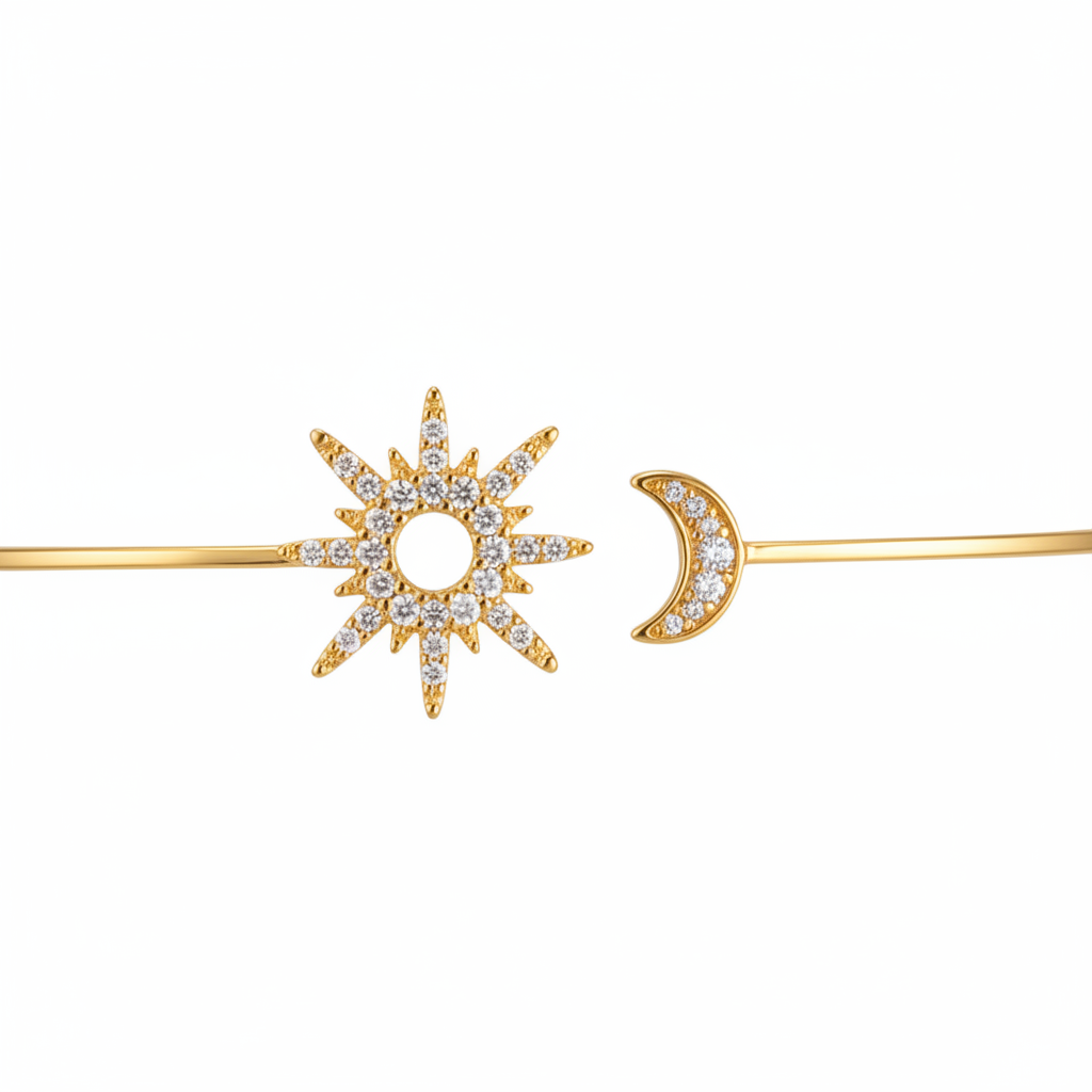Pulseira Sol e Lua — close-up
